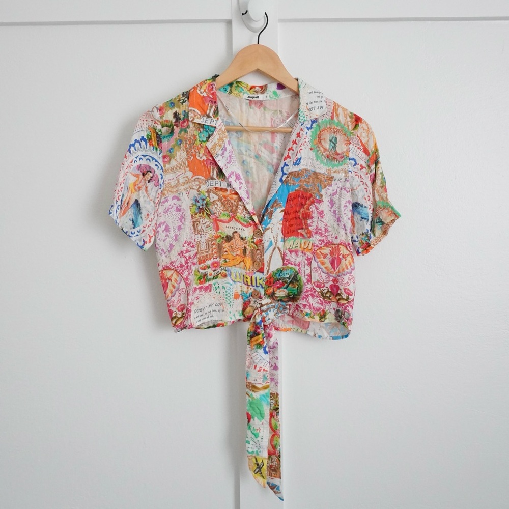 Desigual Knotted Multicolor Top - Picture 1 of 3